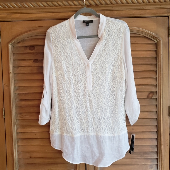 AB Studio Tops - NWT AB Studio White Tunic Top L